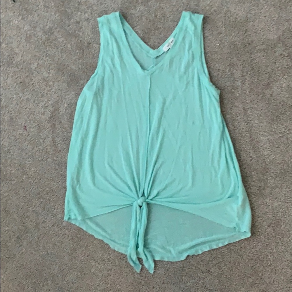 turquoise tie tank top